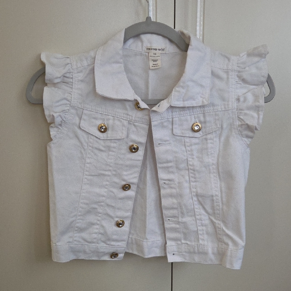 White Ruffled Kids Jacket